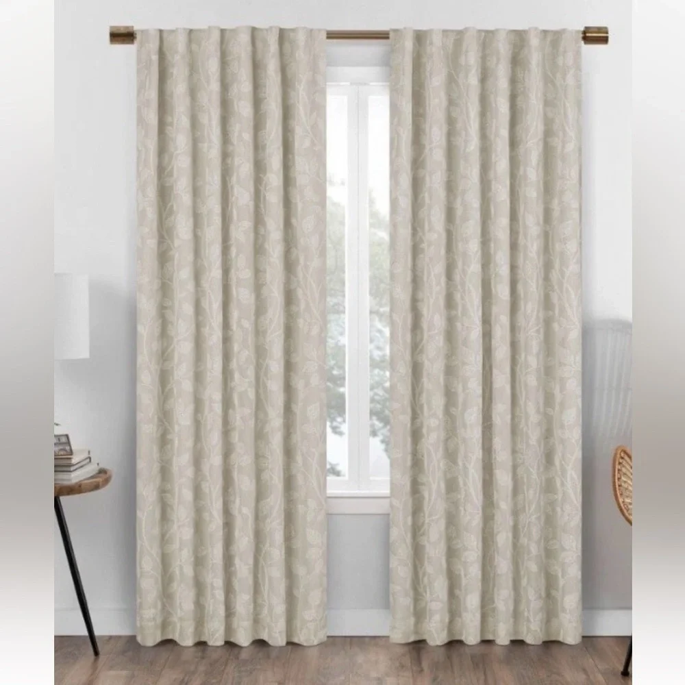Eclipse Nora Botanical Rod Pocket Curtains for Bedroom, Single Panel, 50